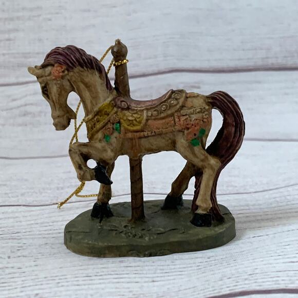 Carousel Horse Figurine Christmas Tree Ornament or Tabletop Decor 2 3/4" Tall - Picture 1 of 14